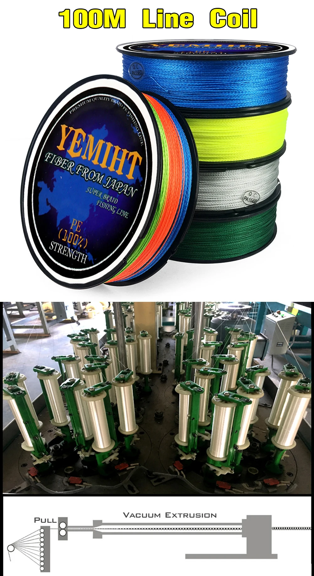 YEMIHT 4 нити плетеная линия 100 м 300 м 10-80LB PE Multifilament tresse peche 4 плетеная линия