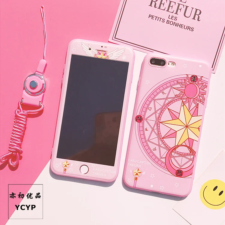 Чехол для iphone XS Max Sailor Moon+ пленка для экрана из закаленного стекла, Чехол для карт Sakura для iphone X XR 6 6 S 7 plus 8 8 plus