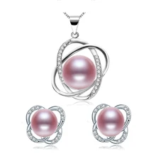 [ZHIXI] ювелирный набор из серебра 925 пробы с жемчугом, ожерелье из натурального пресноводного жемчуга, серьги с подвеской, хорошее ювелирное изделие для женщин ST22