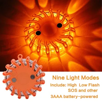 

16 Yellow LED Magnetic Car Emergency Flash Lighting Vehicle Strobe Warning Light Car Repairing Flashlight Using 3*AAA Battery