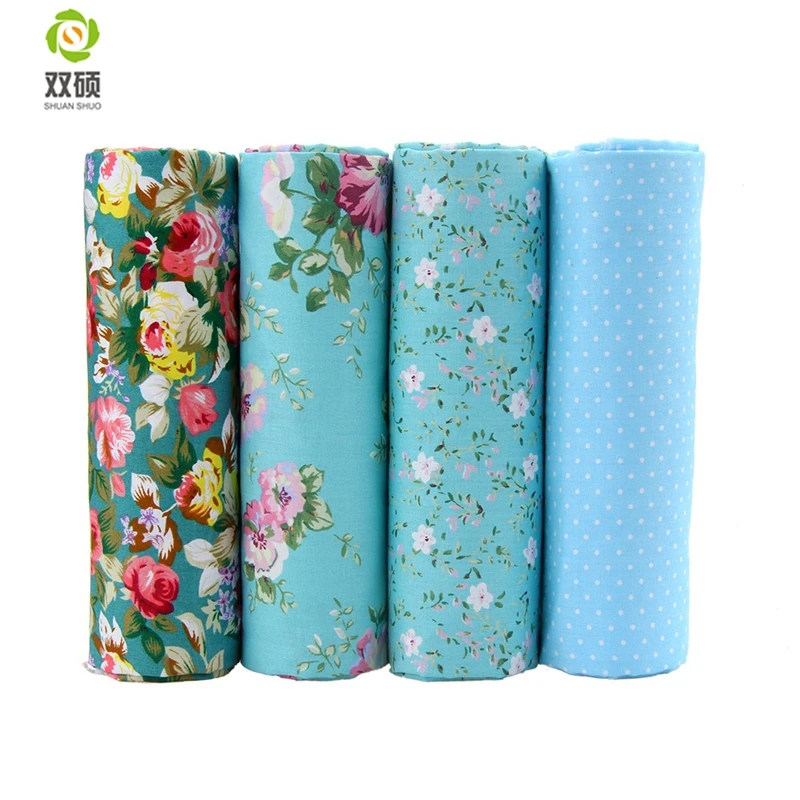 

Bule Color Patchwork Cotton Fabric Fat Quaters Tilda Cloth Quilting Patchwork Fabrics For Sewing Doll Choth 4pcs/lots 40*50CM