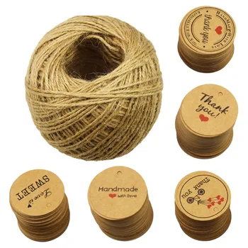 

500PCS Round DIY Crafts Tags with 100 Meters Jute Twine for Gift Wrap, DIY&Craft, Wedding Party Favor and Birthday Party