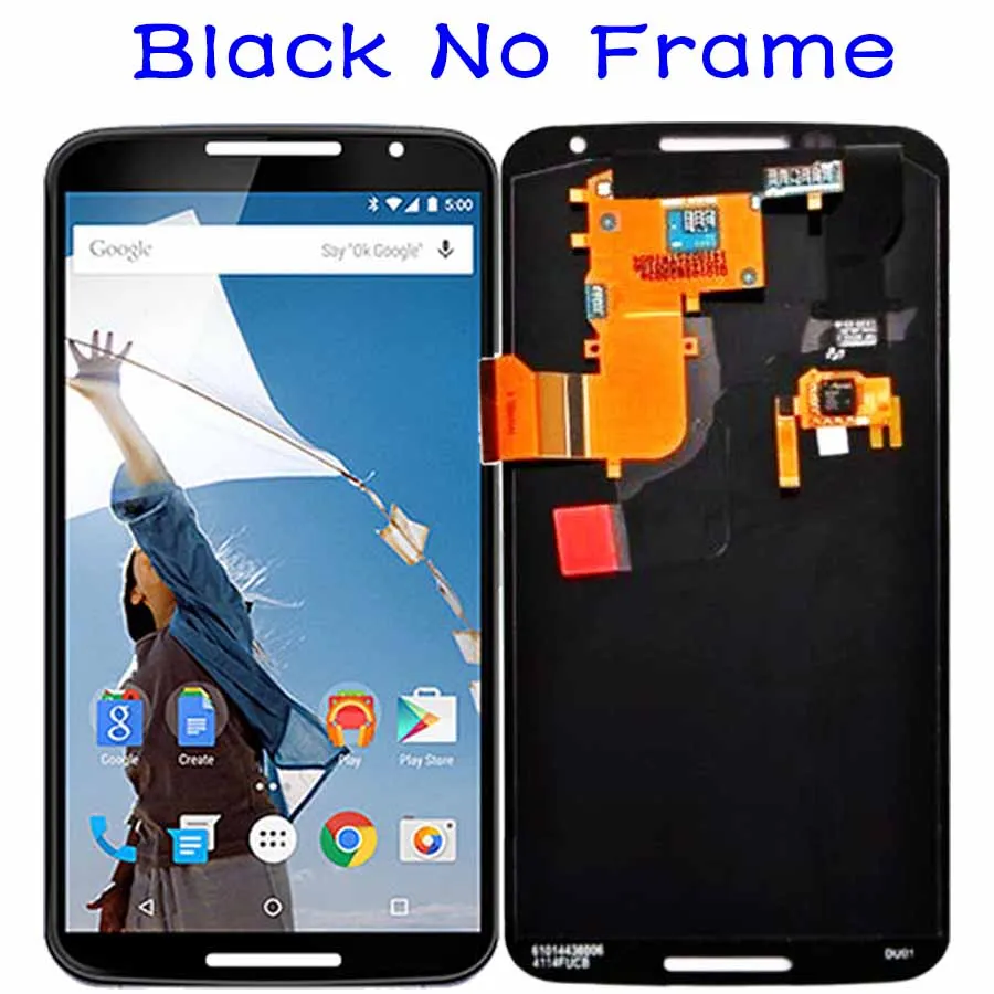 ЖК-дисплей для Motorola Nexus 6, сенсорный экран XT1100 XT1103, дигитайзер в сборе, протестирован для Moto Nexus 6, ЖК-дисплей - Цвет: Black No Frame