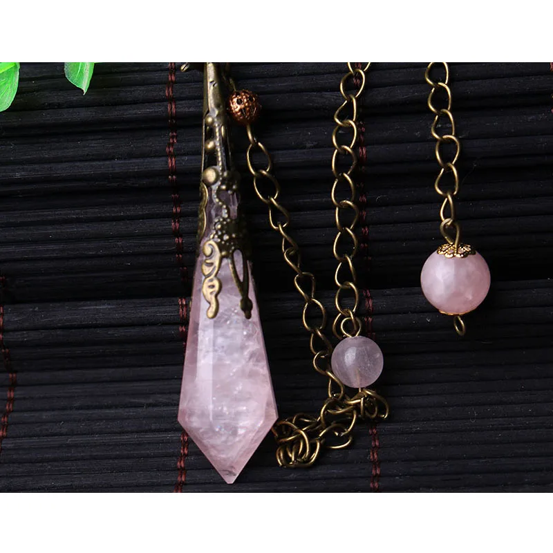 Горячая Распродажа, маятники из розового кристалла рейки для дюбинга, Исцеляющие кристаллы, маятник с чакрами, подвески, ожерелье, филигранная подвеска, ювелирное изделие