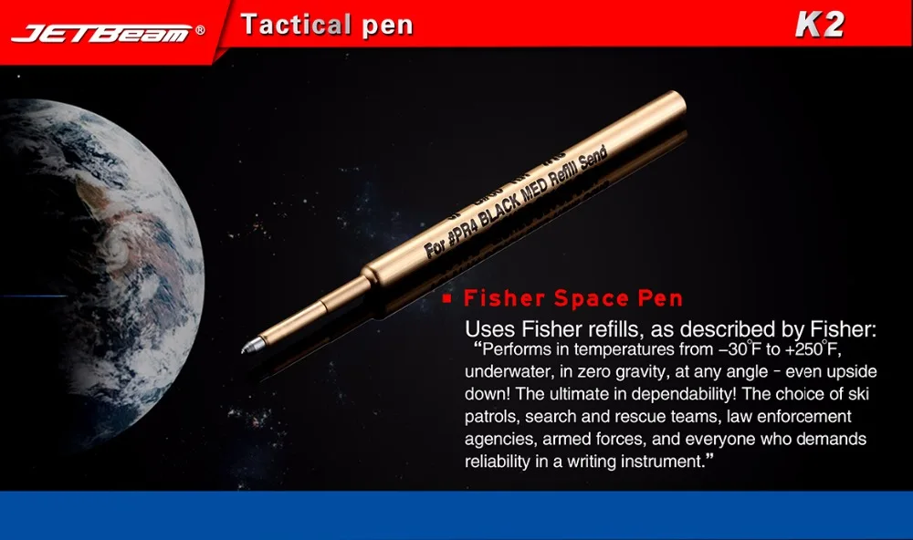 JETBEAM K2 титановая тактическая мини-ручка Fisher Space pen инструмент для самообороны