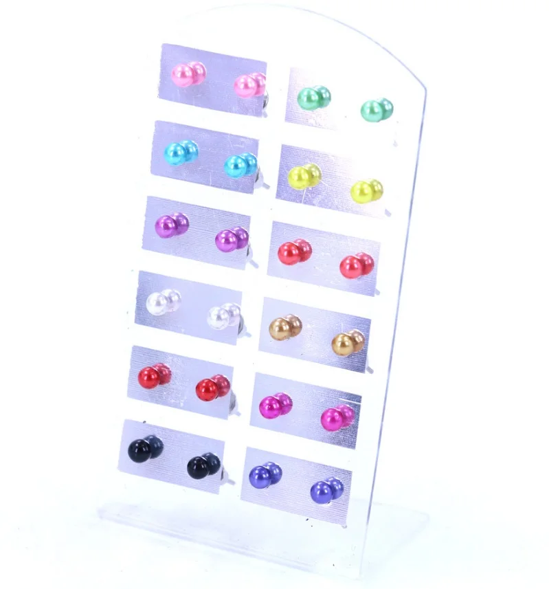 4mm 12 Pairs/set Punk Fashion Stud Earrings Set For Women/Men Elegant Mixed Simulated Pearl Metal Ball Earings Jewelry 2018 New | Украшения