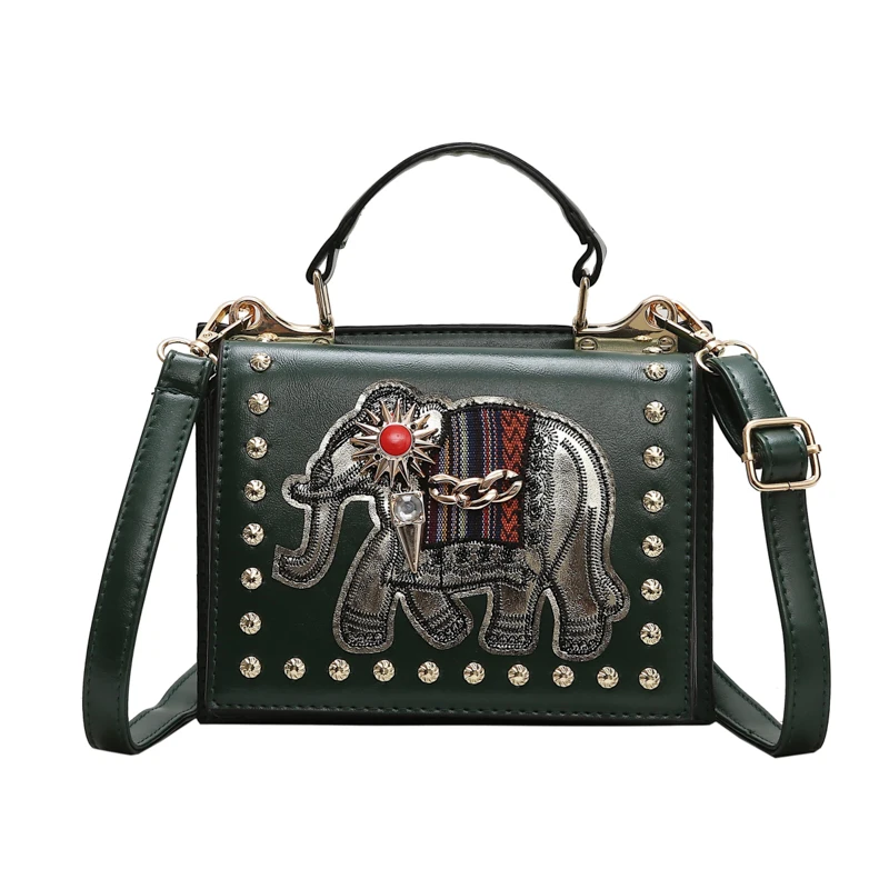 

Crossbody Bags for Women Shoulder Bags Rivet Sequined Cartoon Printing Elephant Pattern Women Bag 2019