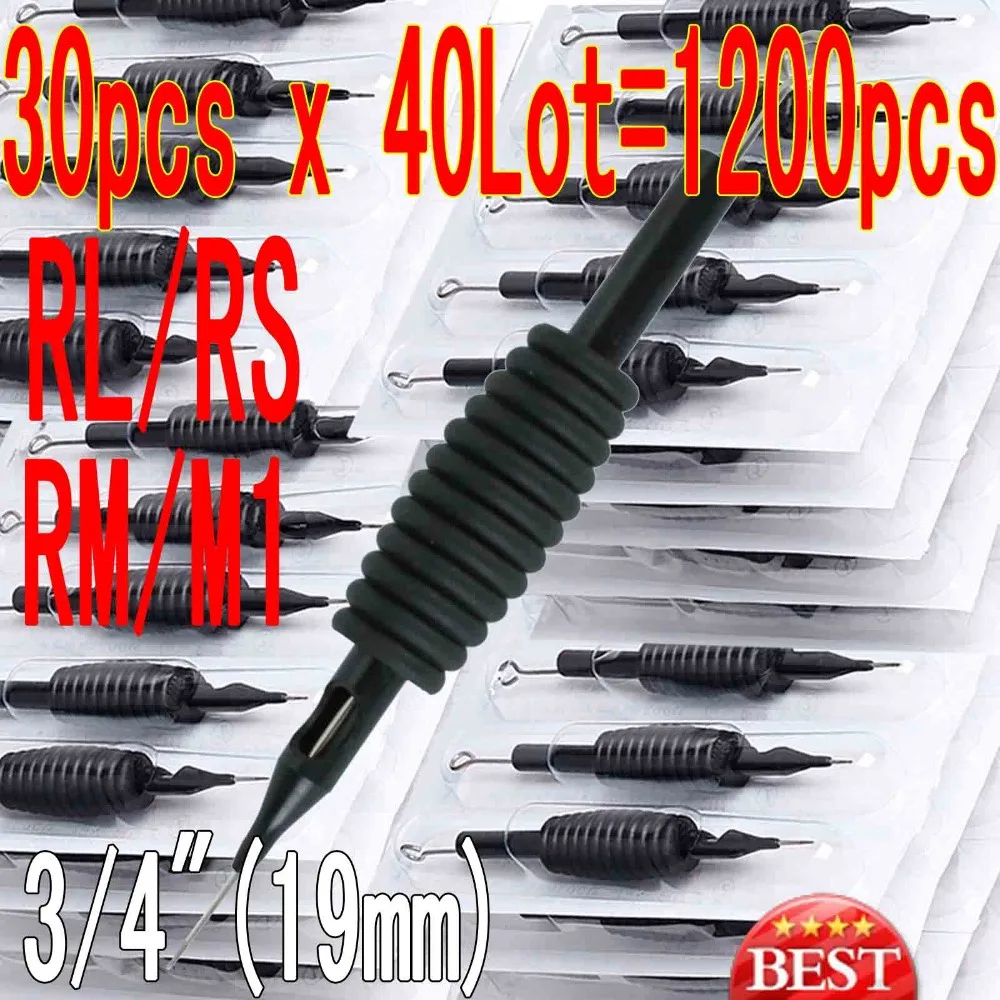 1200 x Disposable Tattoo Grips Tube Combo with Suited Needles Assorted