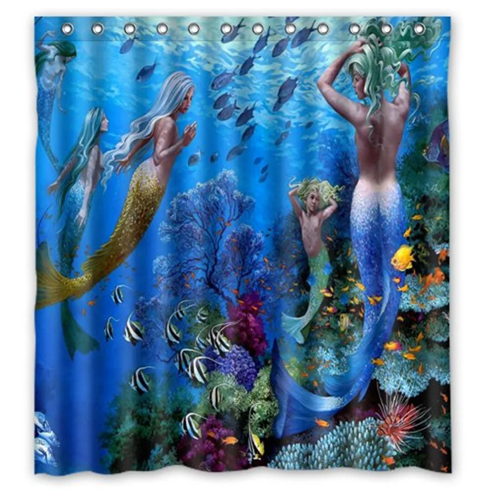 

Waterproof Bath Curtain Tropical Beautiful Mermaid Legend Home decor Bathroom Shower Curtain PEVA Fabric Shower Curtain