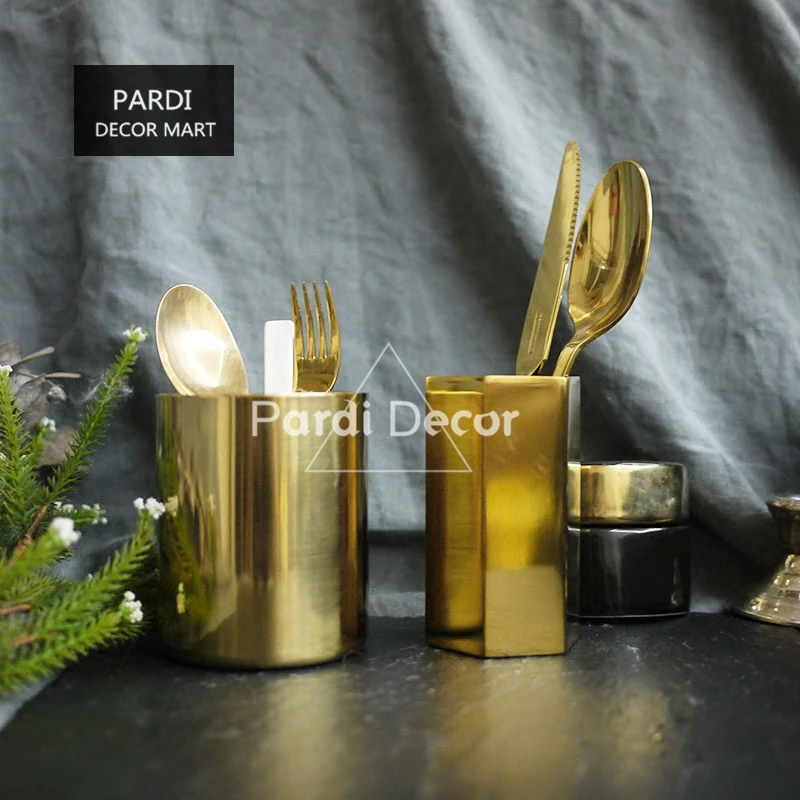 

INS HOT European Golden pen holder flower vase cosmetic brushes container office organizer home decoration 1pc/lot