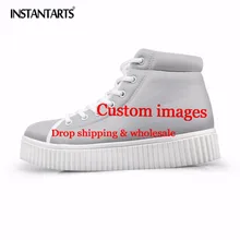 INSTANTARTS/Женские повседневные туфли на плоской подошве с индивидуальным изображением или логотипом, классические туфли на высокой платформе, женские туфли на плоской подошве, визуально увеличивающие рост