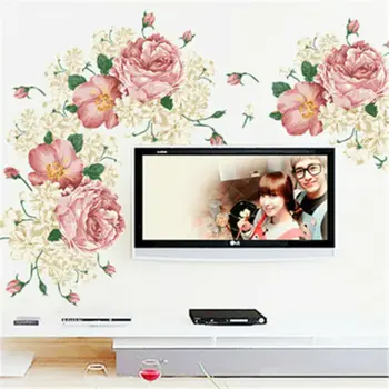 

UK Peony Rose Flowers Wall Sticker Art Nursery Decals Kids Room Home Decor Gift