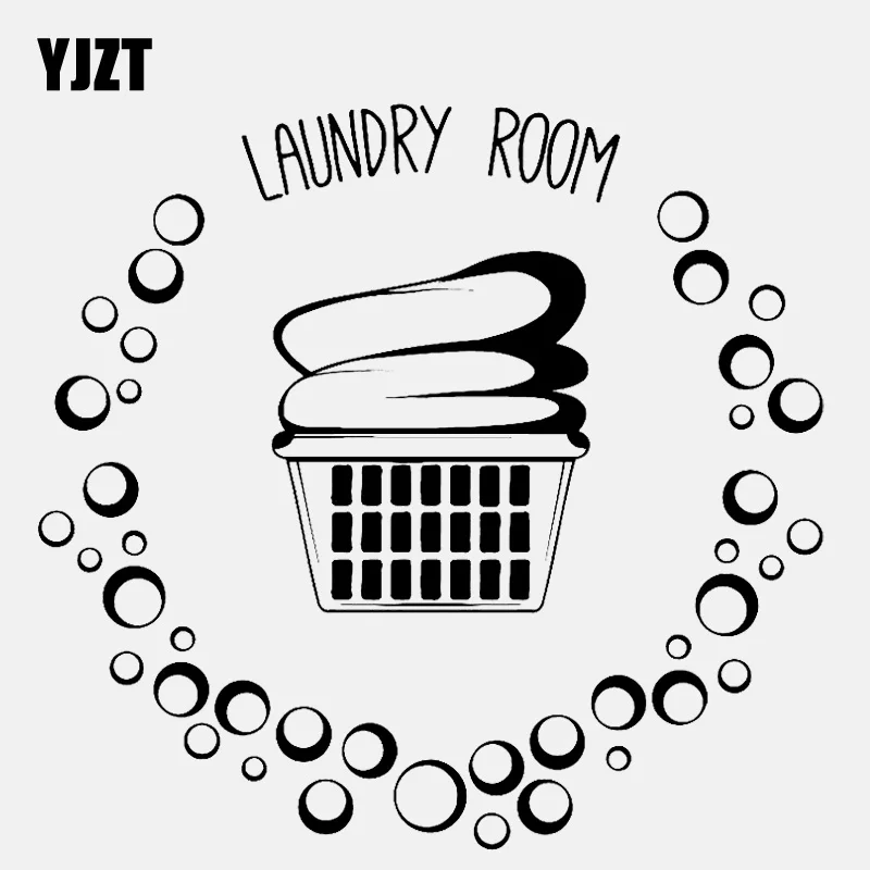 

YJZT 14.6CM*13.9CM Laundry Room Basket Clothes Bubbles Vinyl Black/Silver Car Sticker C22-0796