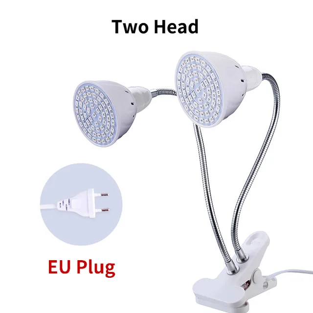 Светодиодный светильник для выращивания полный спектр светодиодный Фито лампа освещение для гидропонной установки фито-лампа фитолампа для цветов саженцы растений - Испускаемый цвет: Two heads-EU plug