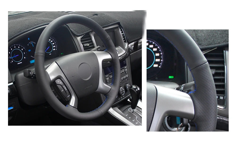 Рука сшитый черный искусственная кожа ПУ Чехлы рулевого колеса автомобиля Обёрточная бумага для Chevrolet Captiva 2007- Silverado GMC Сьерра