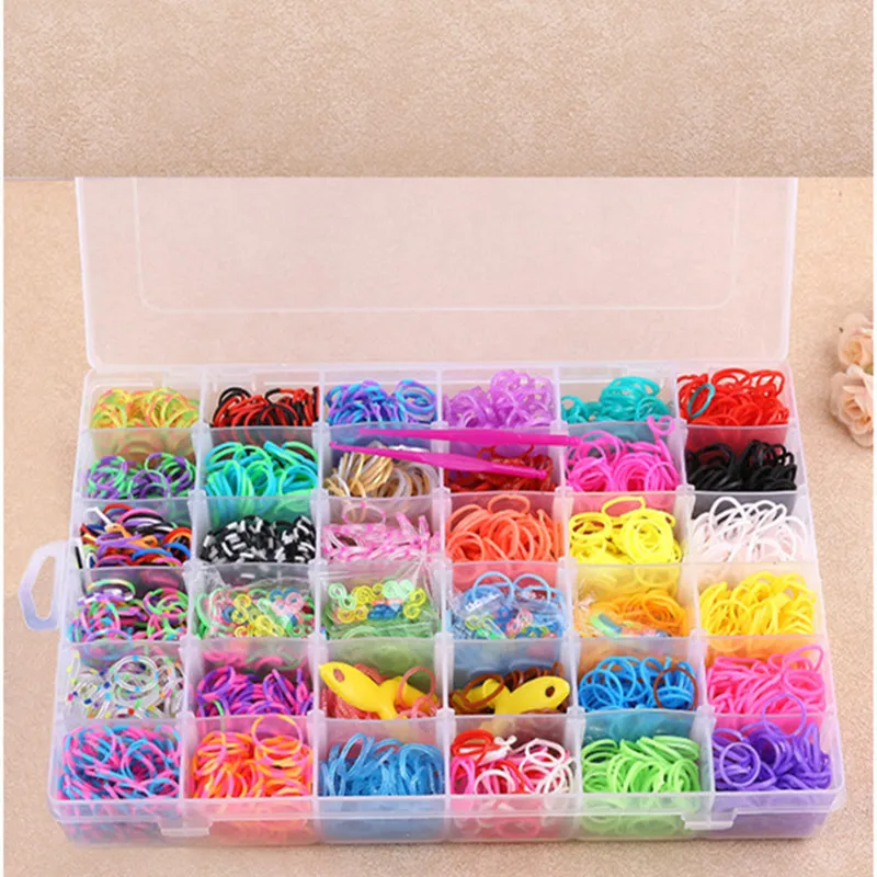 

Rainbow Charms Kit Loom DIY Braided Bracelet Jewelry Findings Rubber Bands Weaving Wristband Machine Kids Gift Box Multifunction