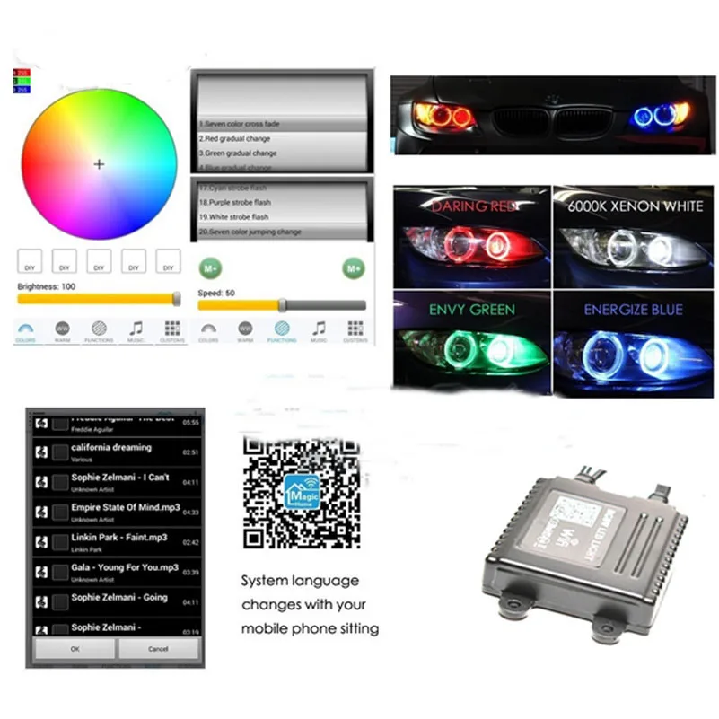 20 W для BMW E60 E61 Ангельские глазки, RGB Canbus габаритные огни лампы фар с изменяемой halo Кольцо лампа