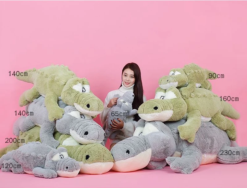 Dorimytrader Cute Soft Animal Crocodile Plush Pillow Doll Large Cartoon Alligator Toy Kids Play Doll Gift 160cm 200cm DY50114(22)