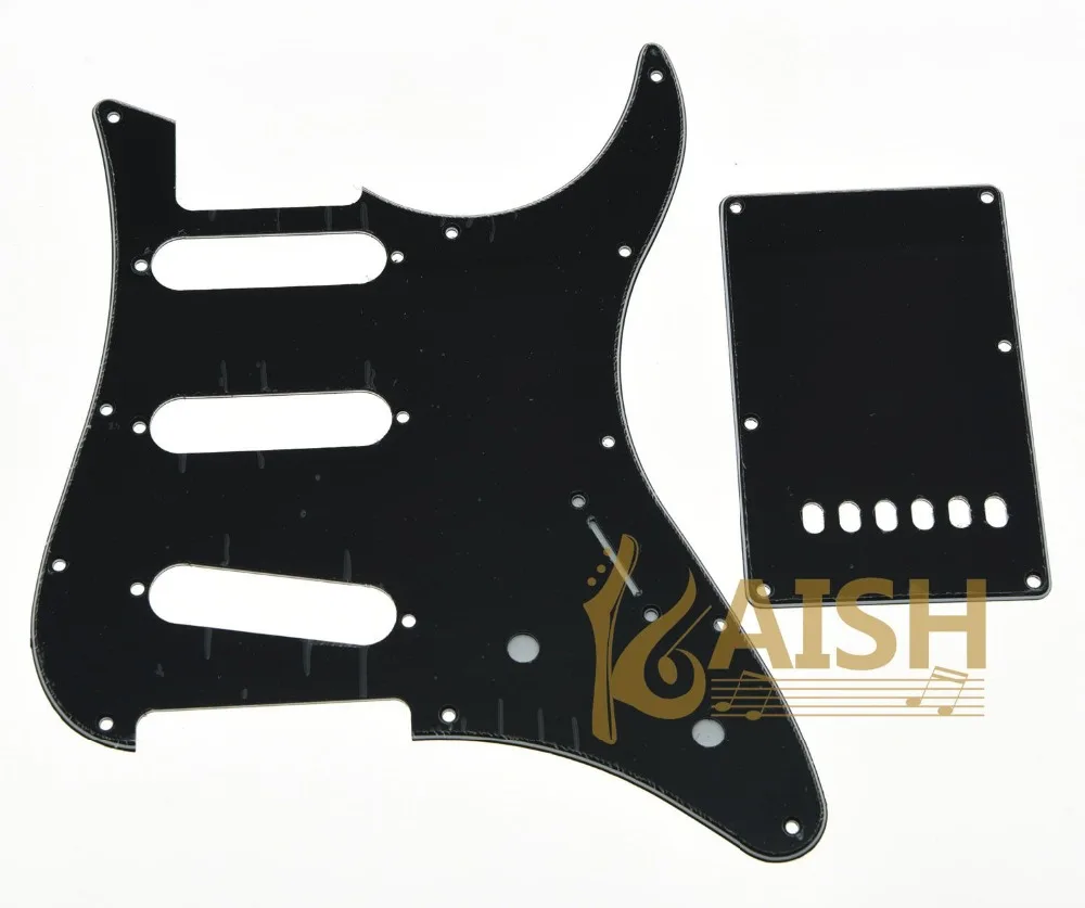 KAISH Black 3 Ply Guitar SSS Pickguard w/ Back Plate