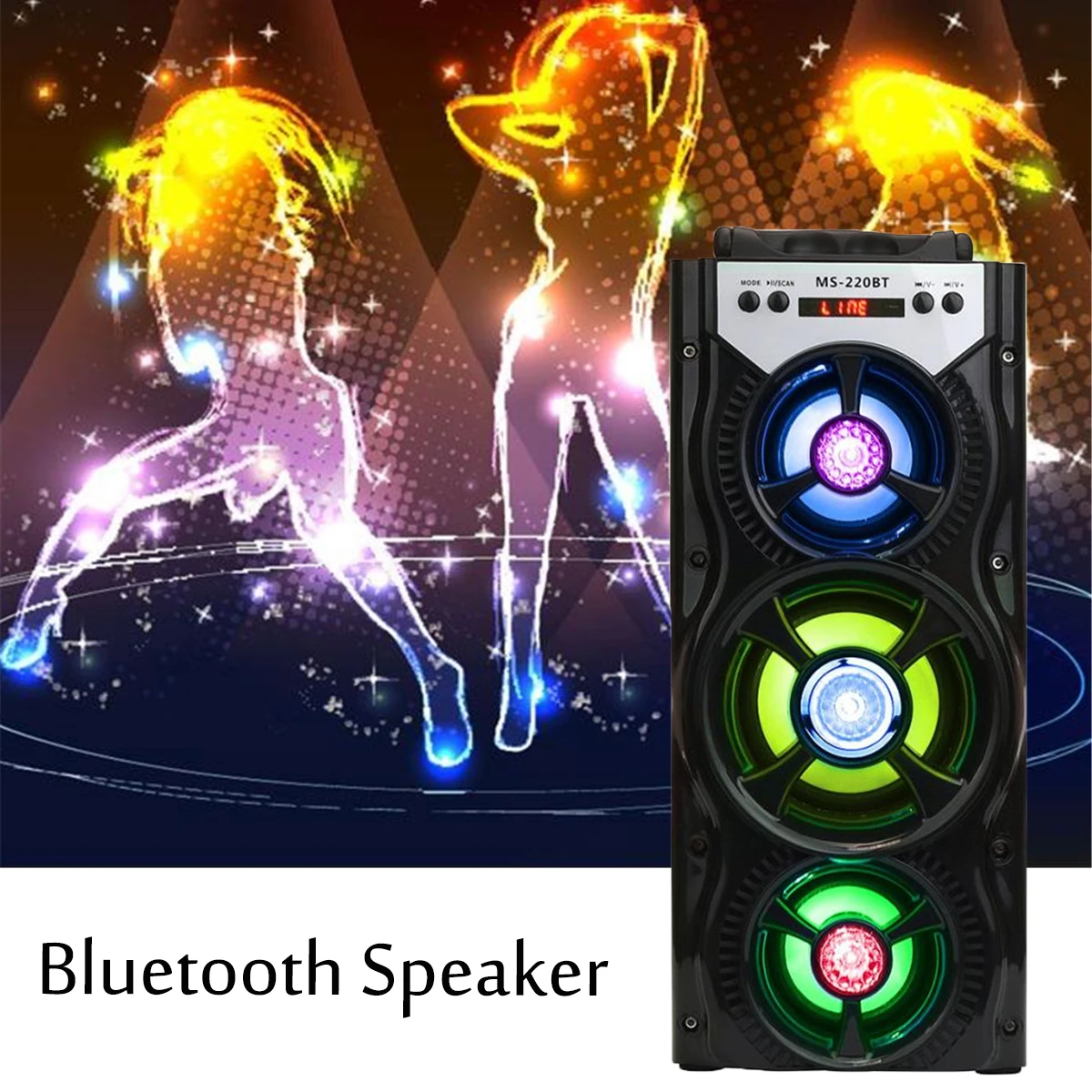 

KINCO Outdoor Party Camping Speaker Wireless Bluetooth Portable Outdoor Speakers Loudspeaker FM Radio AUX Cool LED Light TF Card