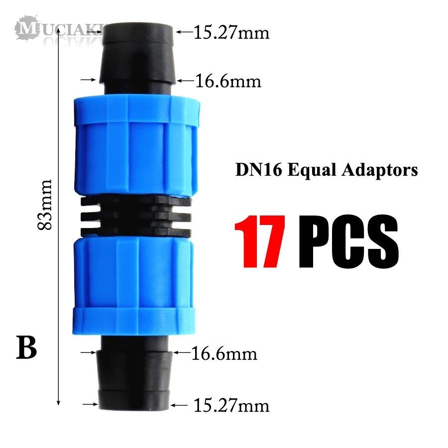 MUCIAKIE лента для капельного орошения садовые соединители для воды DN16 равный тройник 1/2 3/4 ''Женский до 16 20 25 мм адаптер с отключением