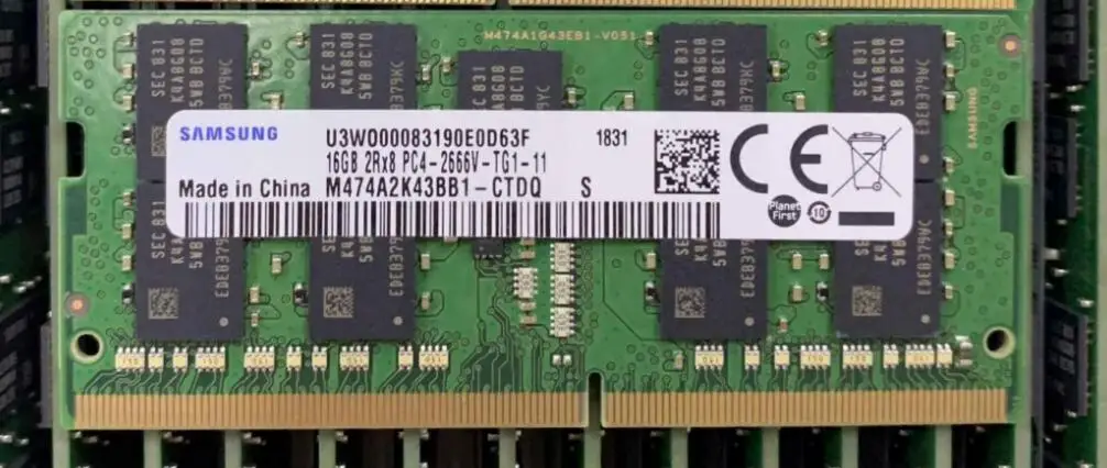 

DDR4-2666 16GB ECC SO-DIMM Notebook Memory B Die
