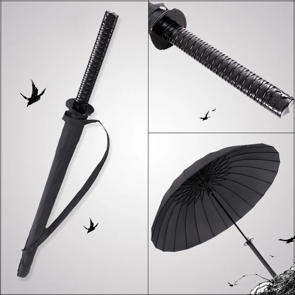

Japanese samurai umbrella anti Sun Adult Umbrella big curvature Automatic umbrella samurai sword handle