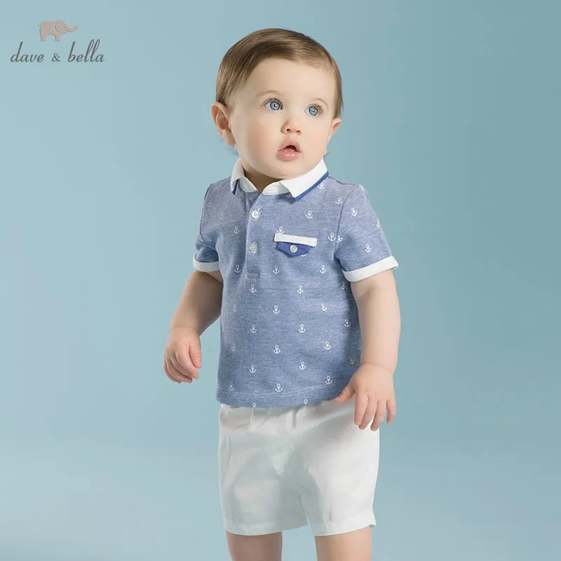 DB2148 dave bella summer printed short sleeved baby clothing sets for