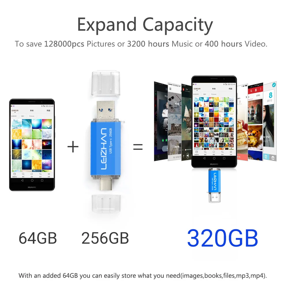 Флеш-накопитель LEIZHAN USB C 256GB type-c для Galaxy S10 S9 S8 Tipo C Флешка 128GB USB 3,0 карта памяти 64GB 32GB 16GB