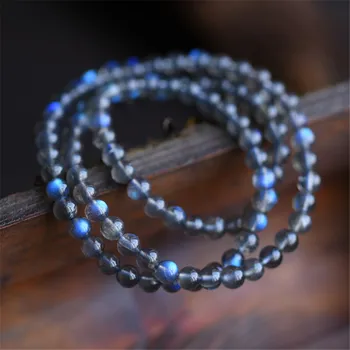 

Genuine Natural Labradorite Crystal Bracelets For Women Stone Blue Light Charm Stretch Clear Round Bead Bracelet Popular Crystal