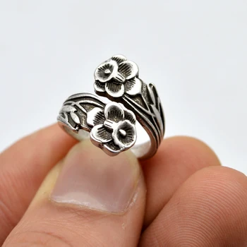 

50pcs Women Antique Silver Rings Vintage Spoon Rings Adjustable Spoon Rings Jewelry