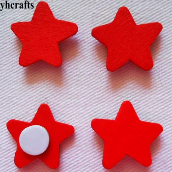 

1000PCS/LOT.Red star wood stickers Wedding ornament Valentine's Day Christmas day crafts Early learning educational toys for kid