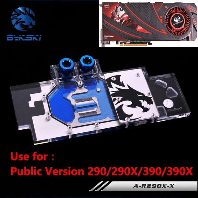 Best Value Bykski Public Version Full Cover Graphics Card Water Cooling Block use for AMD R9 390X 290X R290 ATI Cooler Block with RGB Light
