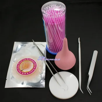 

False Individual Extension Eyelash Swab Pump Jade Stone Tweezer Makeup Tool Set