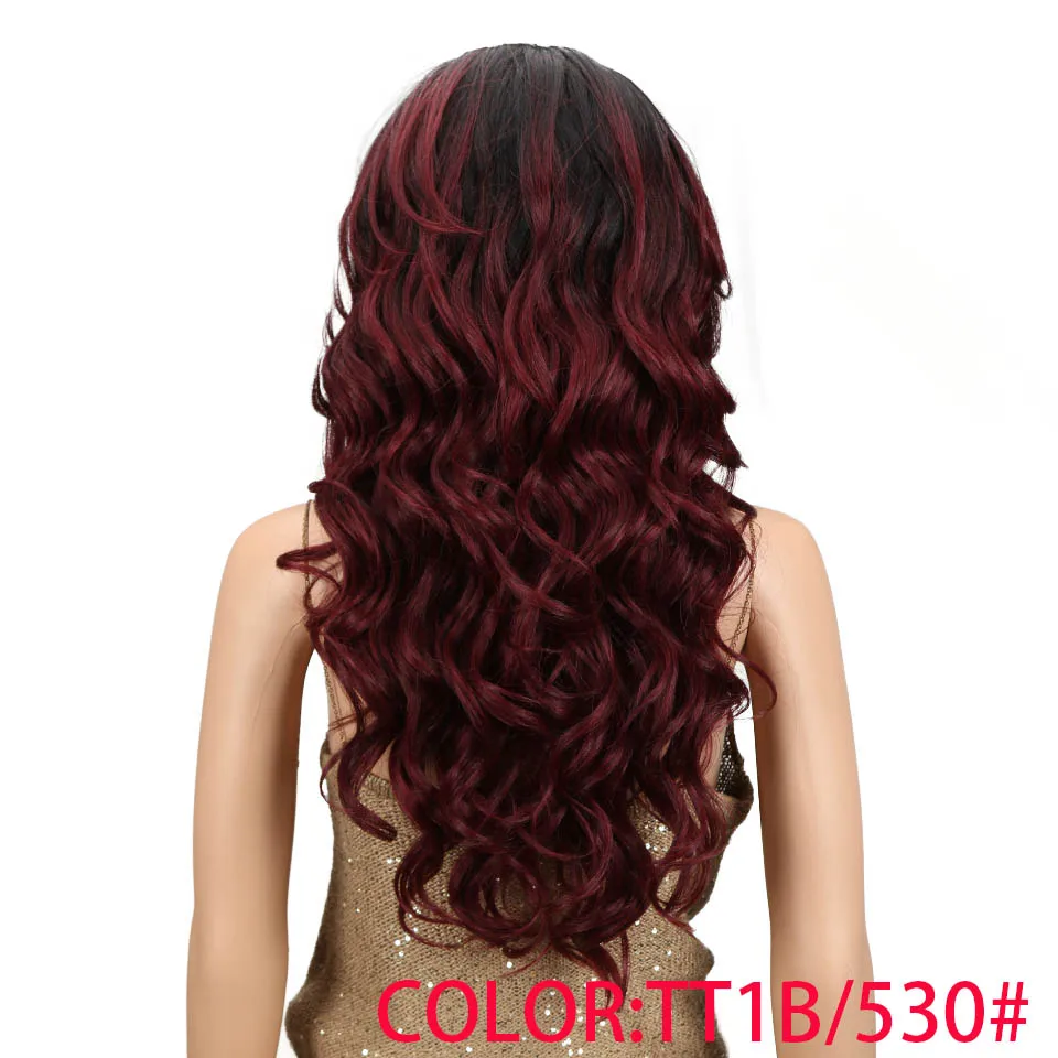 Волшебные волосы Омбре парики для женщин красные парики синтетические парики на кружеве 24 дюйма Длинные свободные волнистые волосы 150% плотность Термостойкое волокно - Цвет: TT1B 530