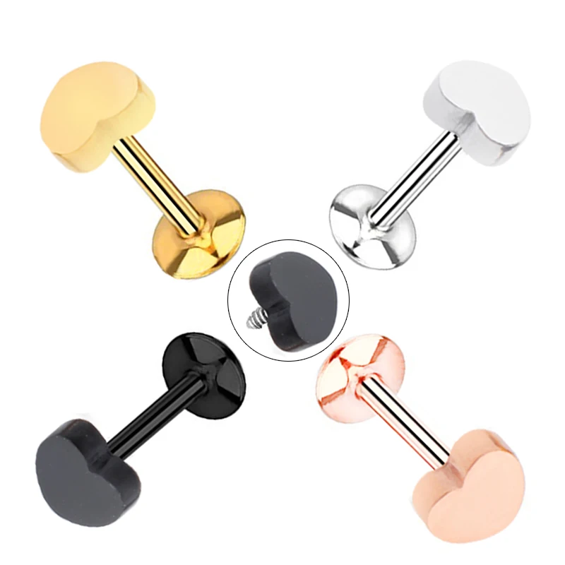

New Product Ear Piercing Lip Body Labret Cartilage Helix Tragus Heart Barbell Bar Earrings Surgical Steel Ear Studs Piercing