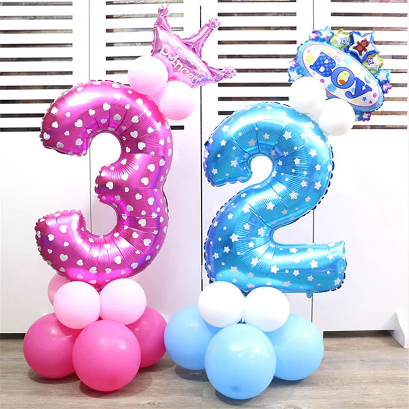 32 inch blue pink digital aluminum balloon Birthday party layout medium