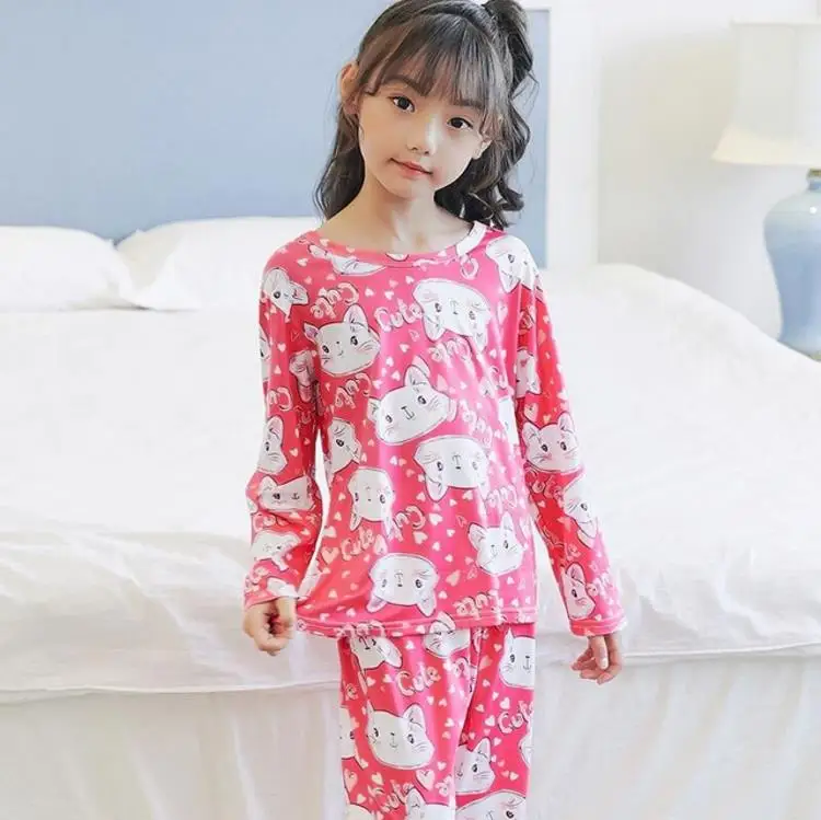 

New Arrivals Girls Nightwear Pants Boys Tops Kids Gift Autumn Wear Children Pajamas Set Baby Long Sleeved Sleepwear Suit