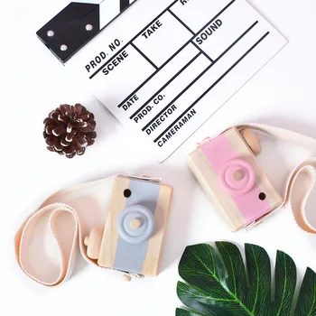 

Kids Kawaii Wooden Mini Baby Camera Educational Toys For Children Birthday Christmas Gift Cute Photography Props Home Decoration