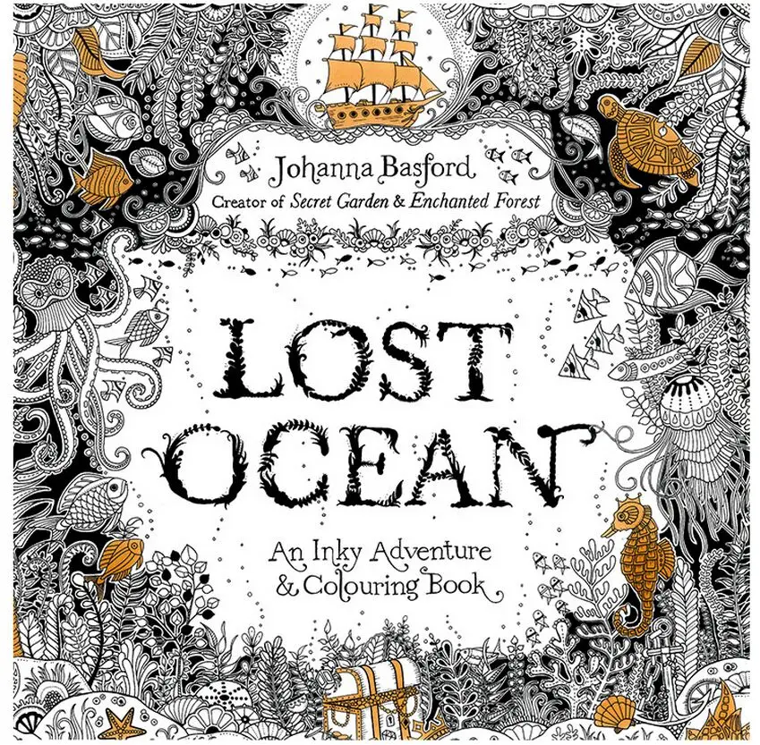 24 страницы новый «lost Ocean» чернильного Приключения книжка-раскраска для взрослых детей снять стресс убить время для живописи, рисования