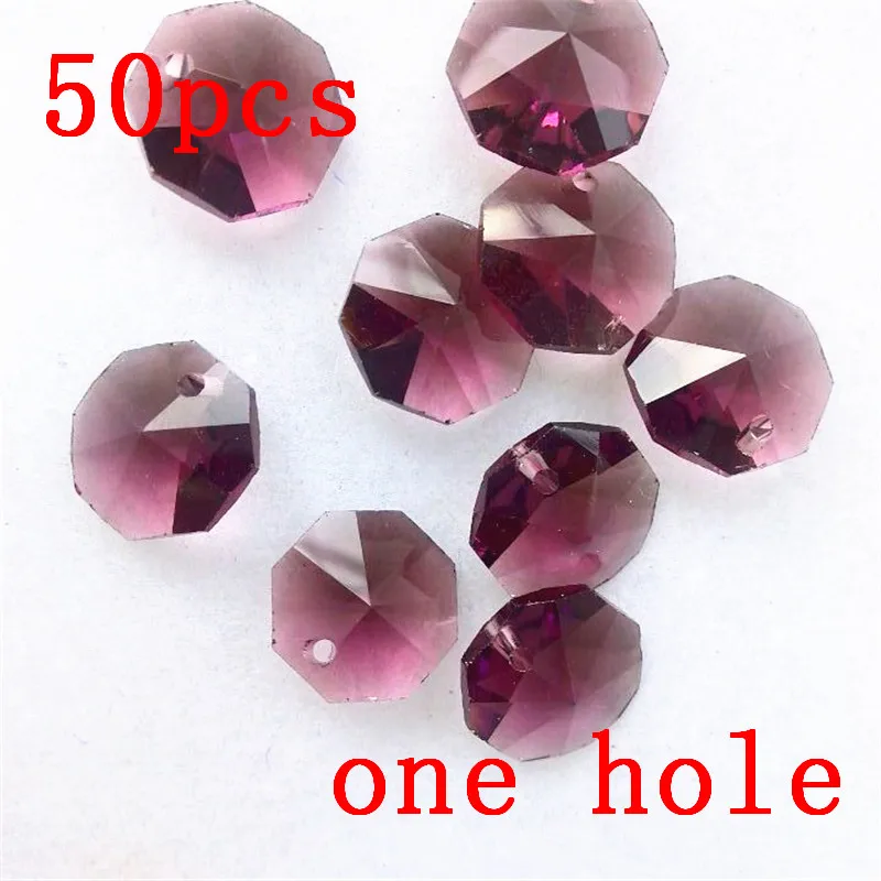 

Best Quality 14mm 50pcs Amethyst Chandelier Crystal Accessories, Crystal Octagon Beads In 1 Hole, Diy Home & Wedding Decoration