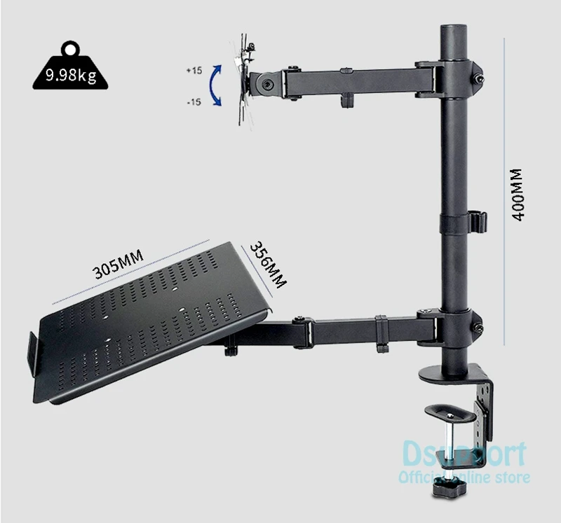 Полное движение 1"-27" монитор держатель кронштейн для ноутбука лоток крепление 2 в 1 свободный подъем поворотный дисплей стенд загрузка 9,9 кг