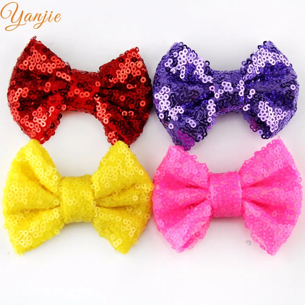 YANJIE 60pcs/lot Cute 3" Glitter Hair Clips Messy Sequin Hair Bows Barrettes Girl DIY Hair Accessories For Kids Party Headwear