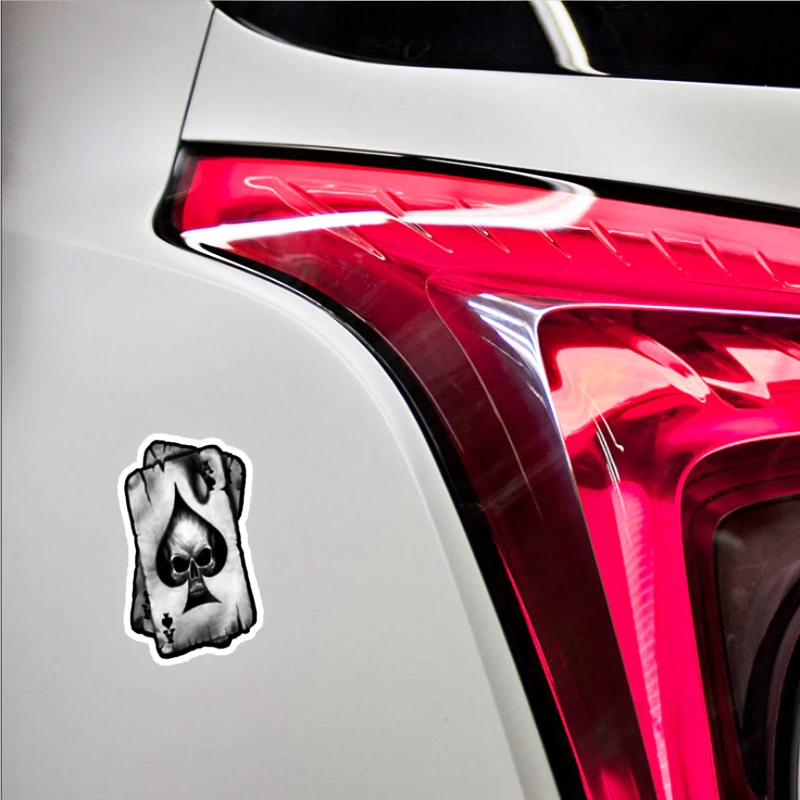 Aliauto Poker Spades A Skull Car Sticker &amp Decal Accessories for Chevrolet Captiva Niva Aveolacetti Sonic Spark Cruz Ford Focus |