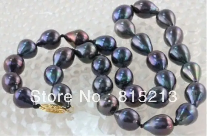 

ddh0016601 18"NATURAL TAHITIAN GENUINE BLACK PEACOCK GREEN REDISH PEARL NECKLACE 14K