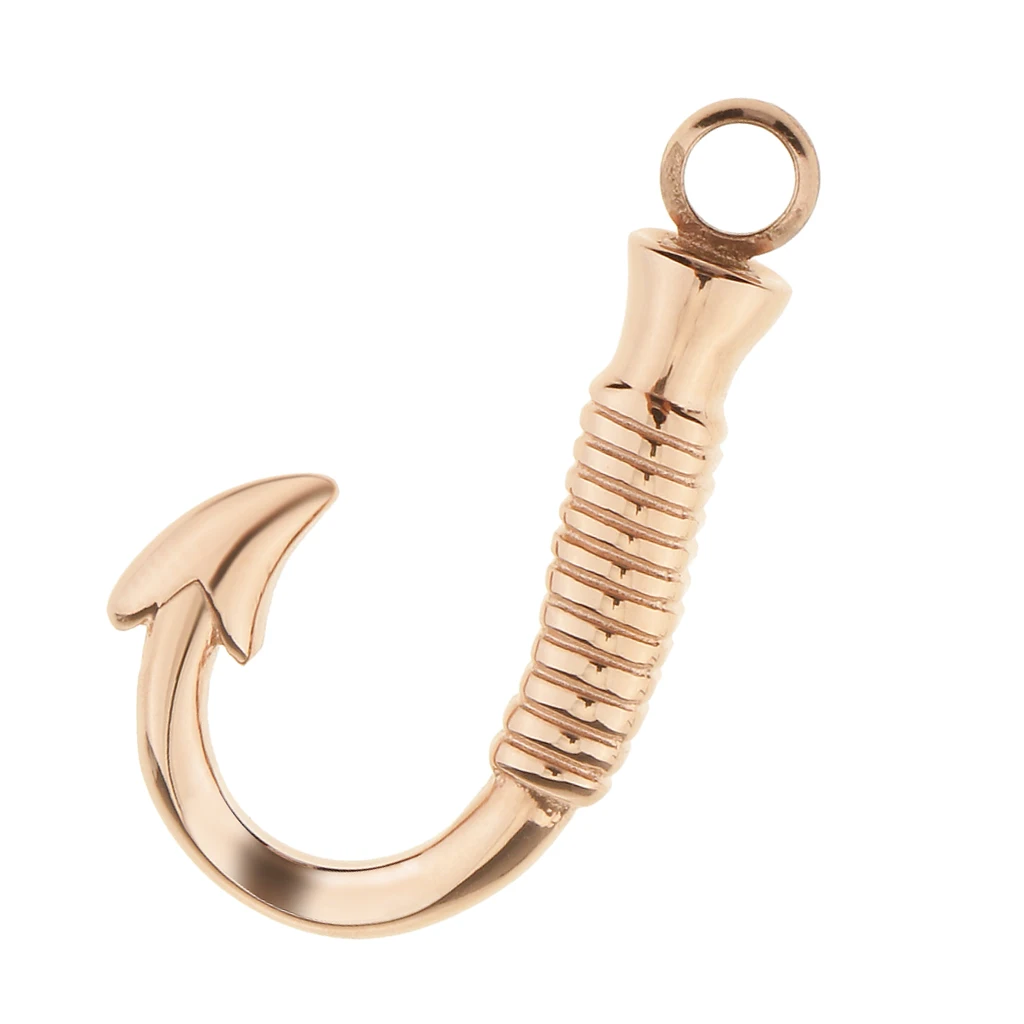 Fish Hook Pendant Cremation Urn Ashes Keepsake Memorial Necklace Pendant Animal Pet Ash Holder 3Colors