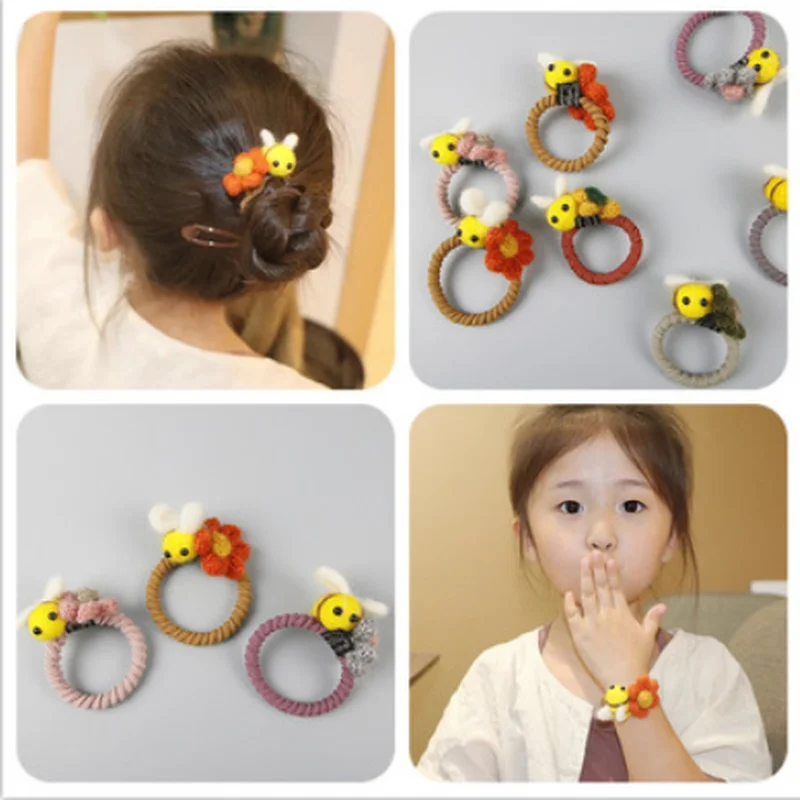 

Korean Children's Cute Cartoon Animal Elastic Hair Rope Girl Princess Fashion Beautiful Bee Hair Accessories