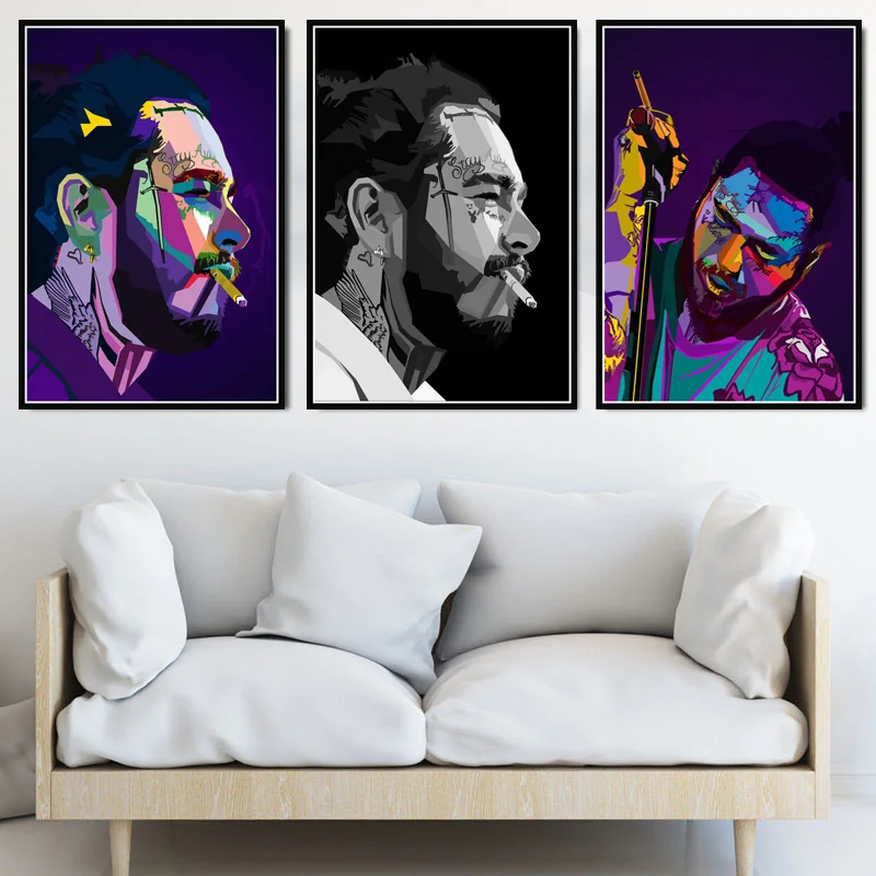 

Post Malone Hip Hop Star Art Poster Canvas Painting Wall Picture Home Decor Posters and Prints