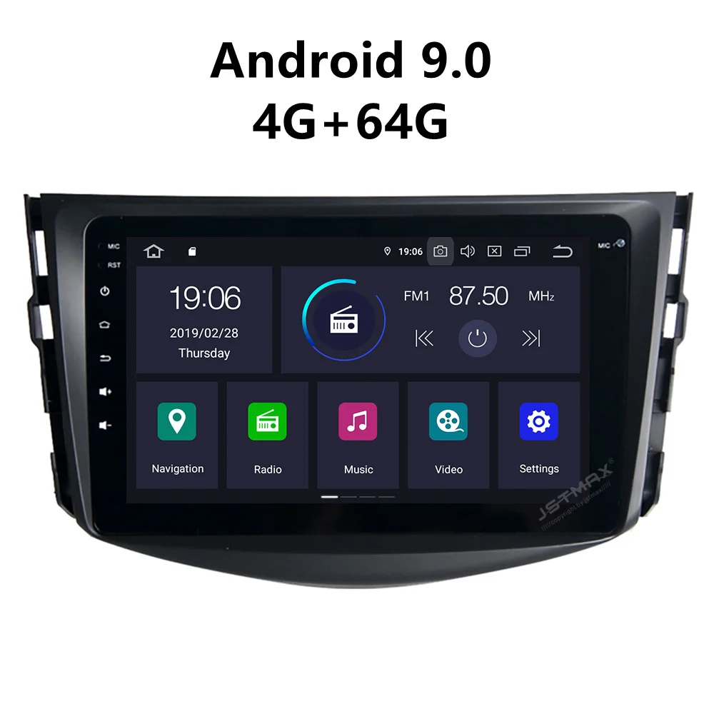 

JSTMAX 8'' Android 9.0 4G + 64G ISP Screen Car Radio Stereo Player For Toyota RAV4 2009-2012 GPS Navigation