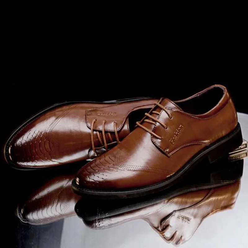 Для мужчин работы Бизнес свадебная одежда из натуральной Лакированная кожа обувь на шнуровке, острый носок Нескользящие дышащие мягкие Butom